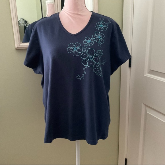 PENMAN’S PLUS, NAVY BLUE EMBROIDERED T- SHIRT, SIZE 2X - Picture 1 of 9